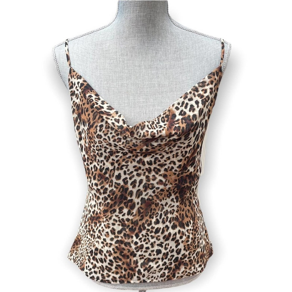 Leopard Print Women's Cowl Neck Blouse